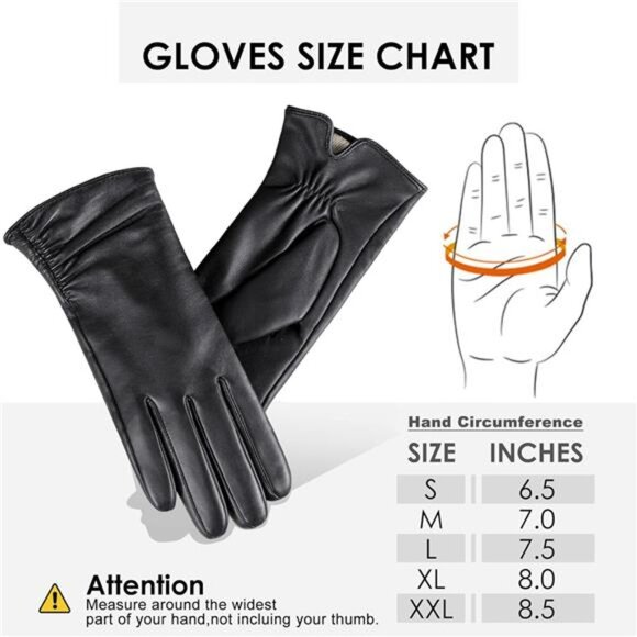 Womens Leather Gloves Winter Touchscreen Warm Driving Lambskin Genuine Leather - Picture 6 of 8